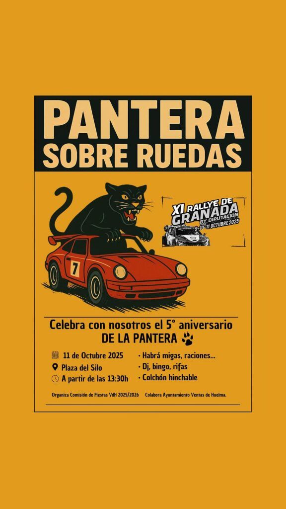 Cartel del evento de La Pantera sobre ruedas en Ventas de Huelma
